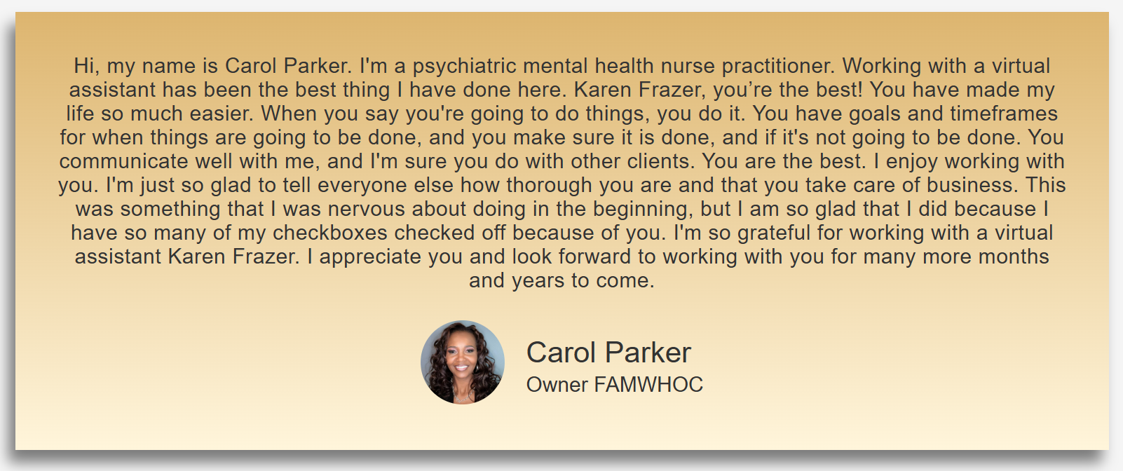 Carol Parker - Testi